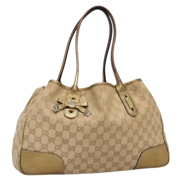 Gucci Handbags - GUCCI GG Canvas Hand Bag Beige Gold 163805 Auth 135061